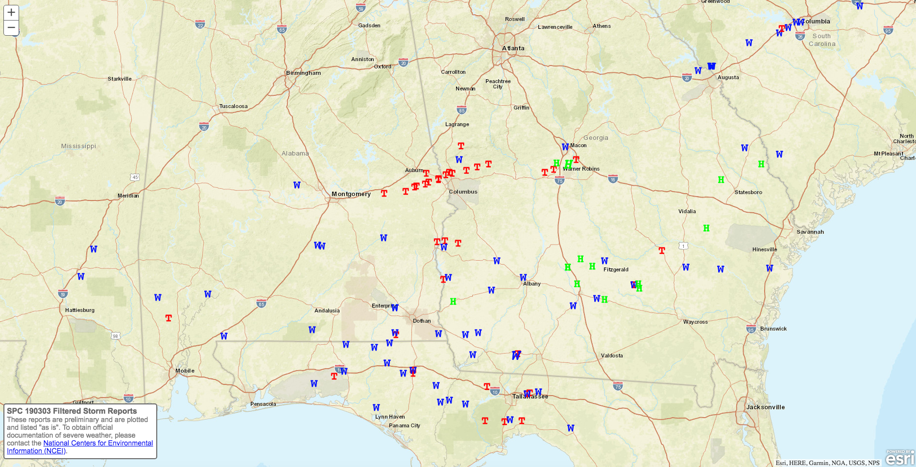SPC Storm Reports- March 3, 2019
